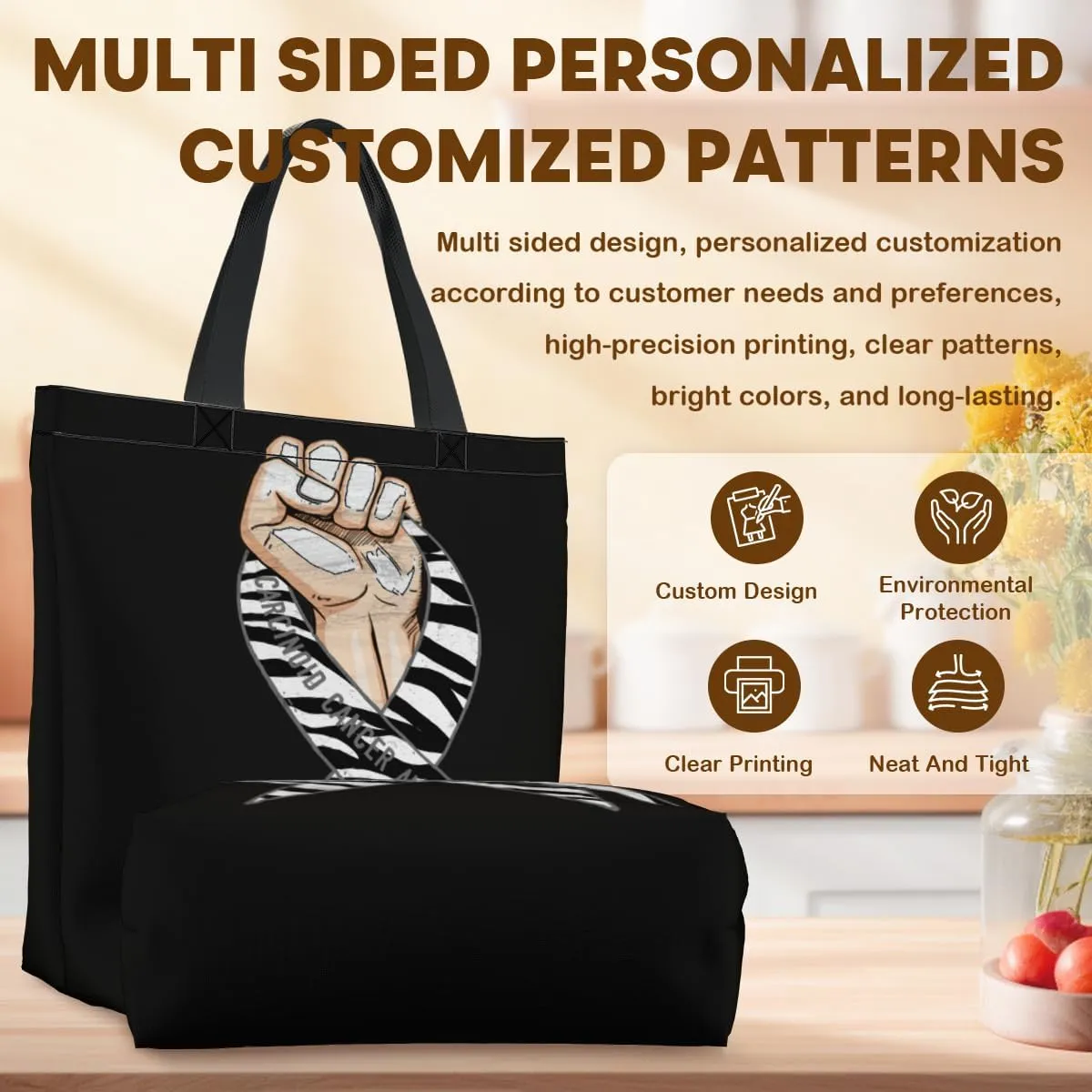 Women's Men Large Kitchen Reusable Grocery Bags Shoulder Bags With Zipper Beach Shopping Bag for Outdoors