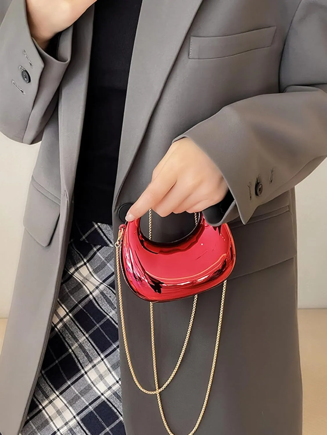 Women's Mini Crescent Acrylic Designer Luxury Bags Clutch Purse Bag Crossbody Shoulder Handbags With Chain