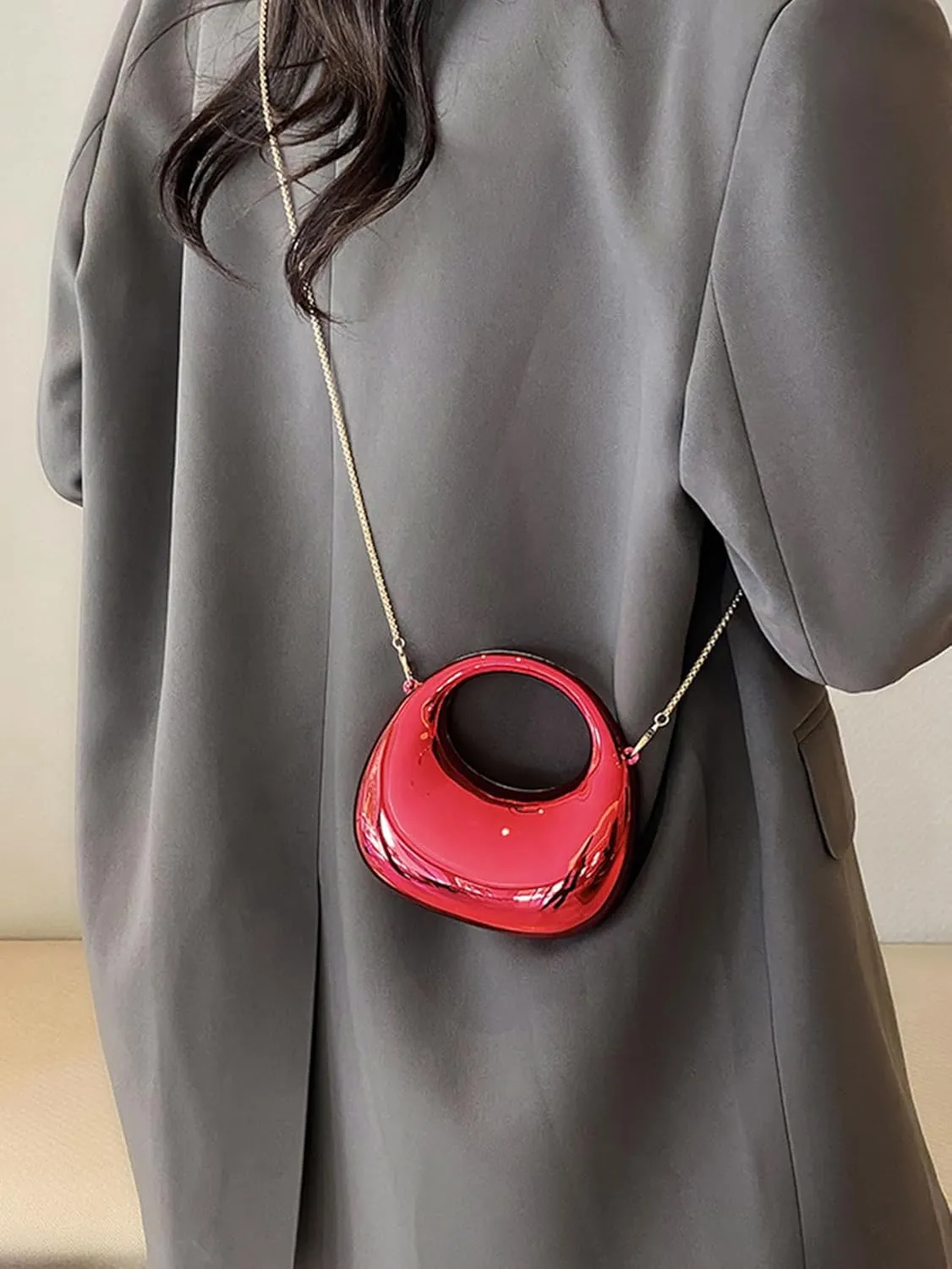 Women's Mini Crescent Acrylic Designer Luxury Bags Clutch Purse Bag Crossbody Shoulder Handbags With Chain