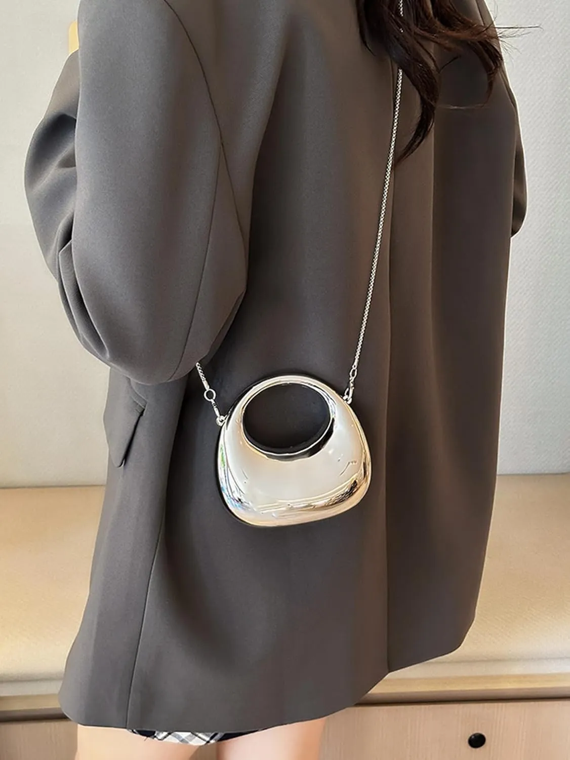 Women's Mini Crescent Acrylic Designer Luxury Bags Clutch Purse Bag Crossbody Shoulder Handbags With Chain