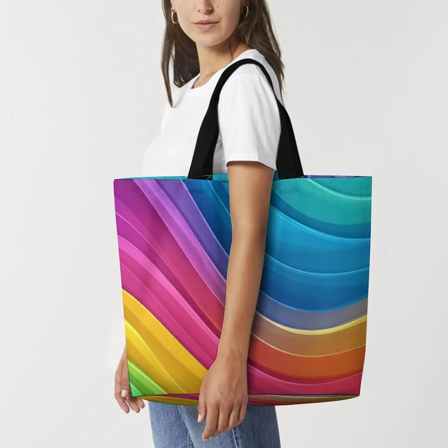 Women's Reusable Tote Bag, Portable Shoulder Handbags Large Capacity Casual Shopping Bags