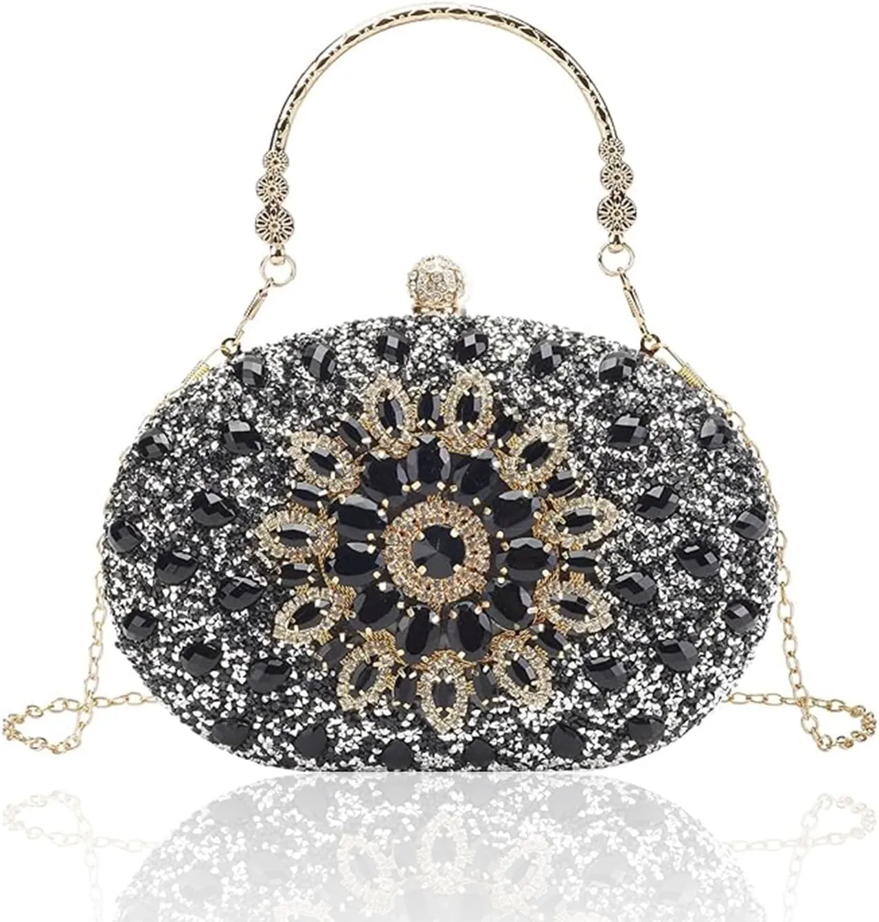 Women's Rhinestone Clutch Lady Sparkling Party Handbag Evening Bags Sparkly Glitter Purse Pearl Purses for Party Prom Wedding