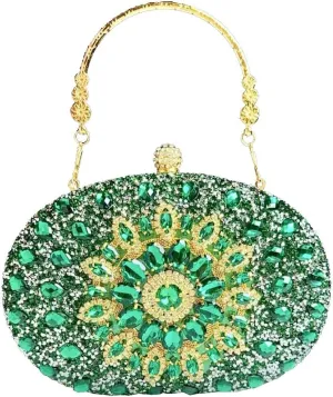 Women's Rhinestone Clutch Purse Crystal Detachable Handle Evening Bag Elegant Wedding Prom Club Cocktail Party Handbag