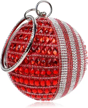 Women's Round Shape Purse Rhinestone Ball Clutch Evening Bag
