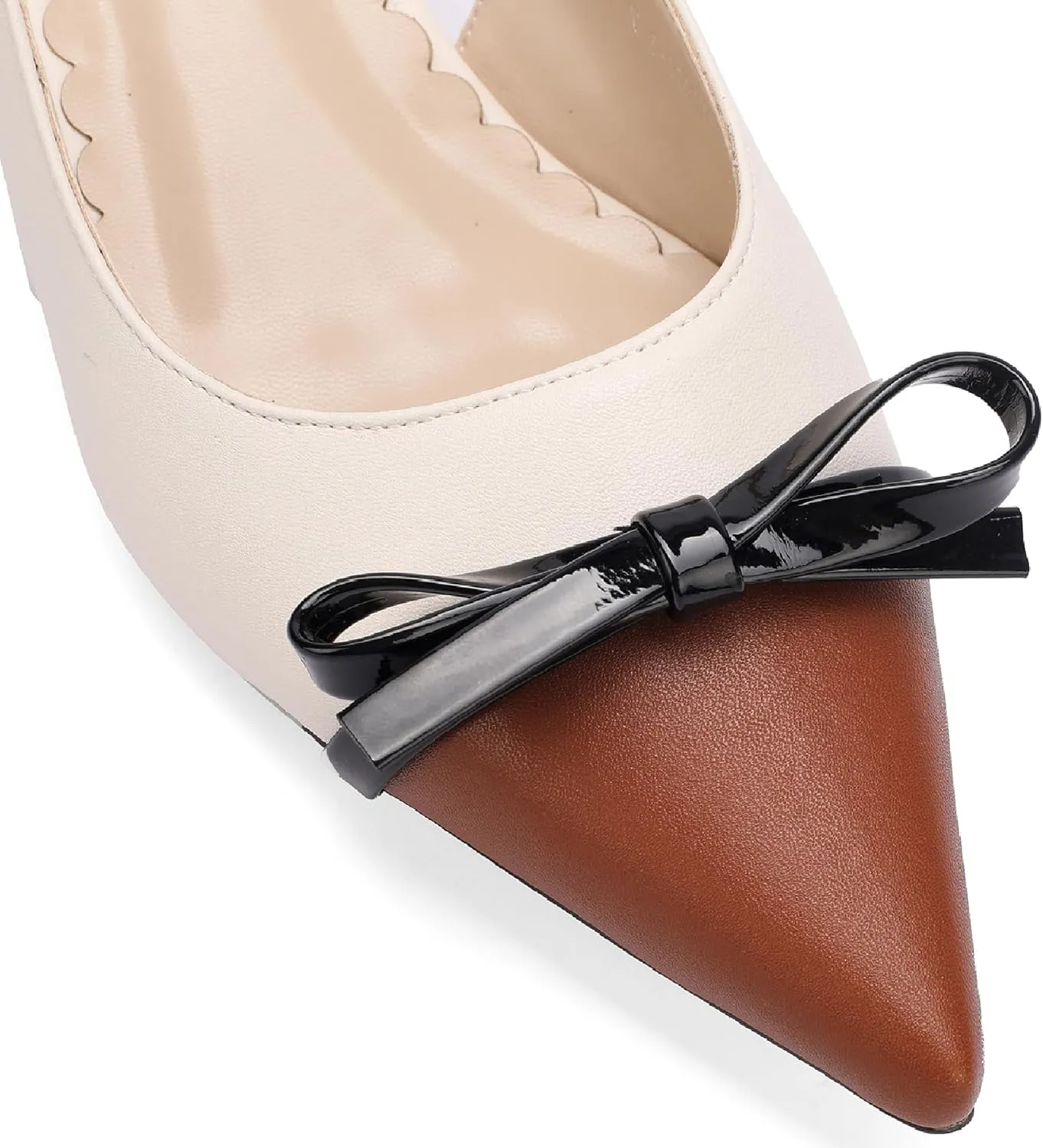 Women's Slingback Heels with Bow Cute Pumps with Pointy Toe Cap 2" Stiletto Kitten Heels for Designer Comfy Dress Shoes