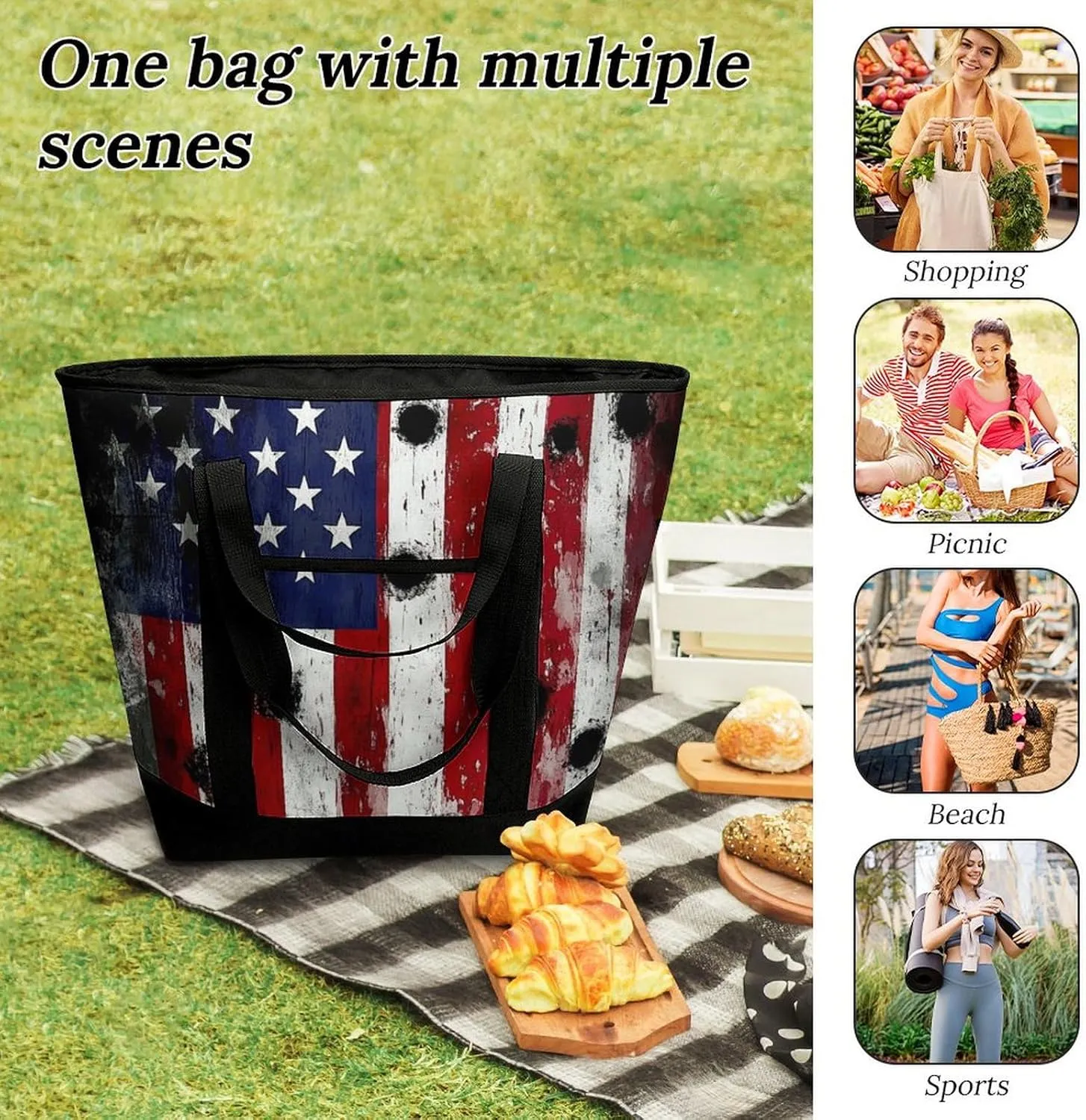 Women's Spacious Thermal Shoulder Bag Stylish Insulated Shopping Tote
