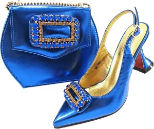 Womens Sparkly Rhinestone Accented Party Shoes and Shoulder Bag Combo Italian Design High Heels for Special