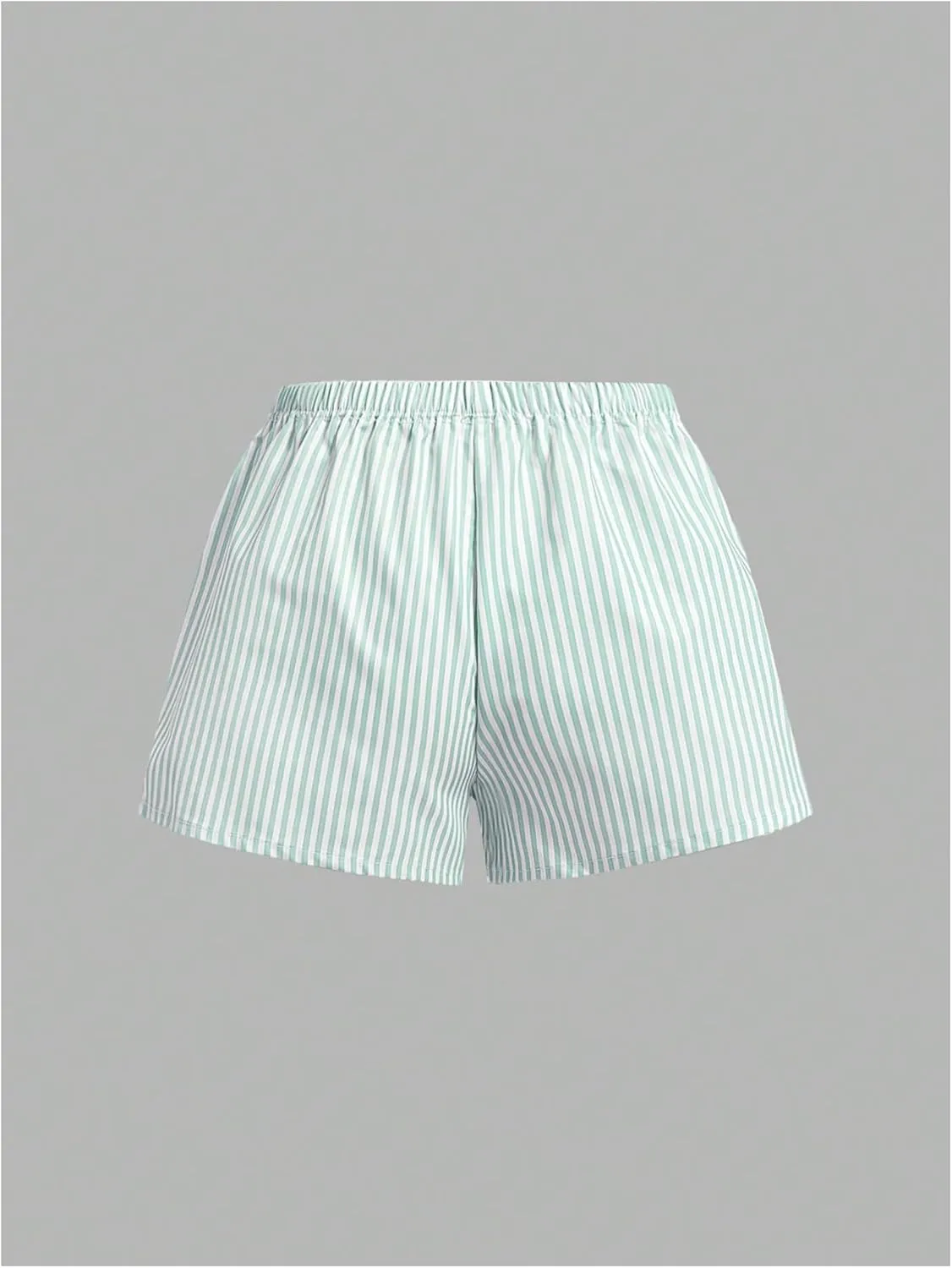 Women's Striped Print Drawstring Elastic Waist Shorts Casual Wide Leg Low Rise Summer Boxer Shorts