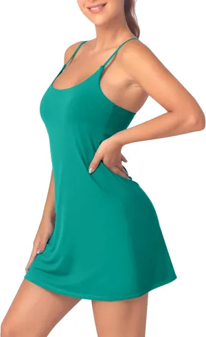 Womens Tennis Dress with Built-in Bra & Shorts Athletic Dress Workout Dress Exercise Dress with Pockets Golf Dress