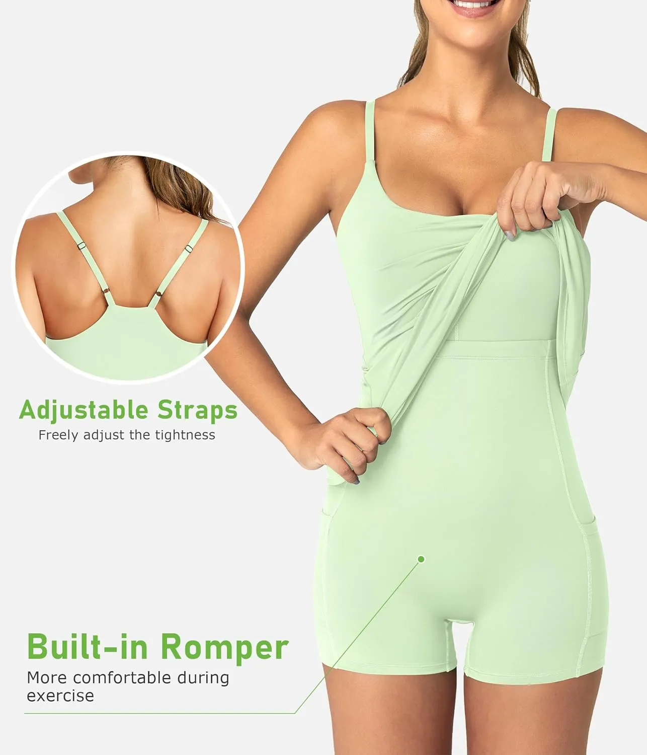 Womens Tennis Dress with Built-in Bra & Shorts Athletic Dress Workout Dress Exercise Dress with Pockets Golf Dress