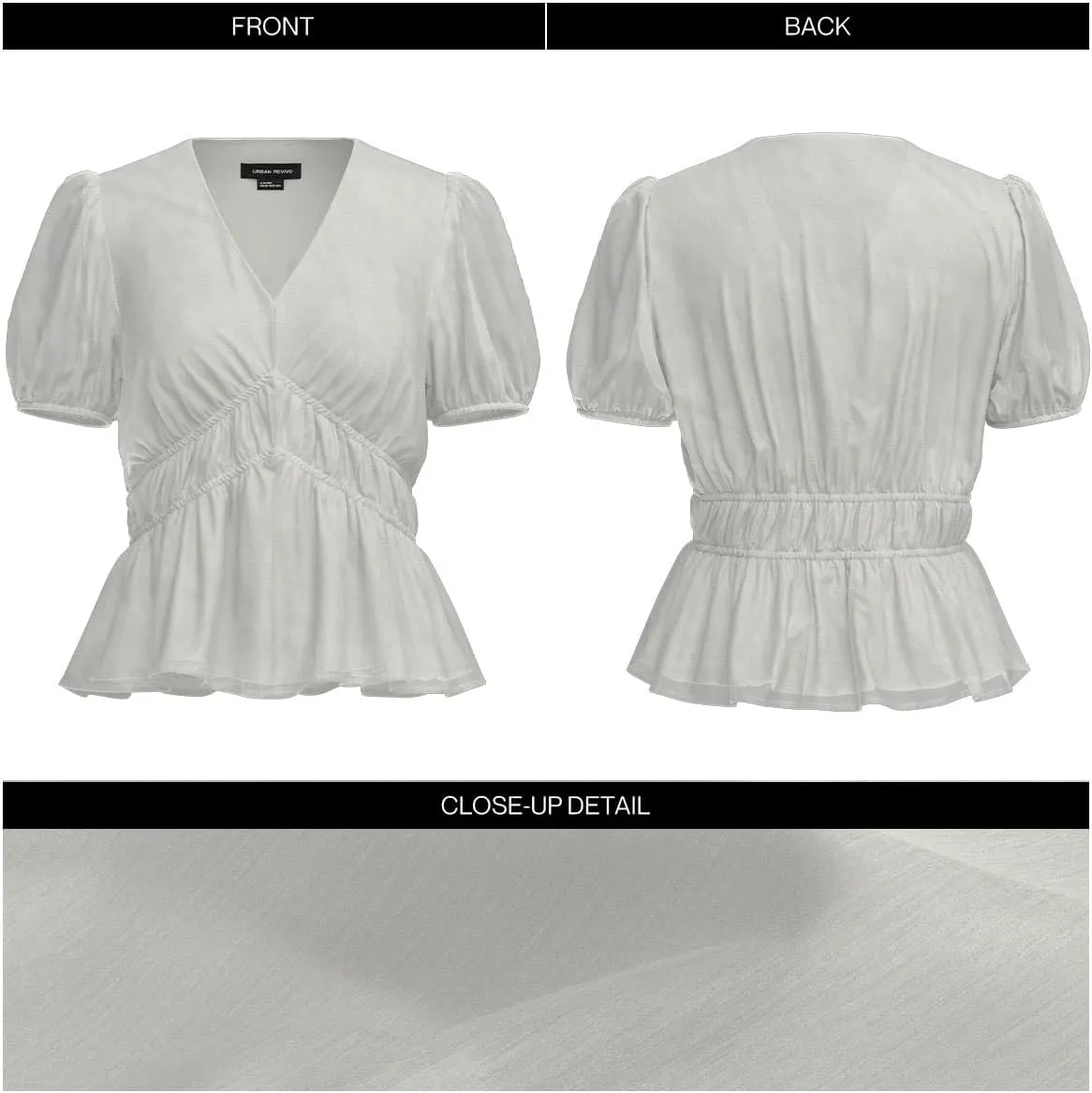 Women's Tops Short Puff Sleeve V Neck Cropped Shirt Casual Lightweight Pullover Blouse Summer