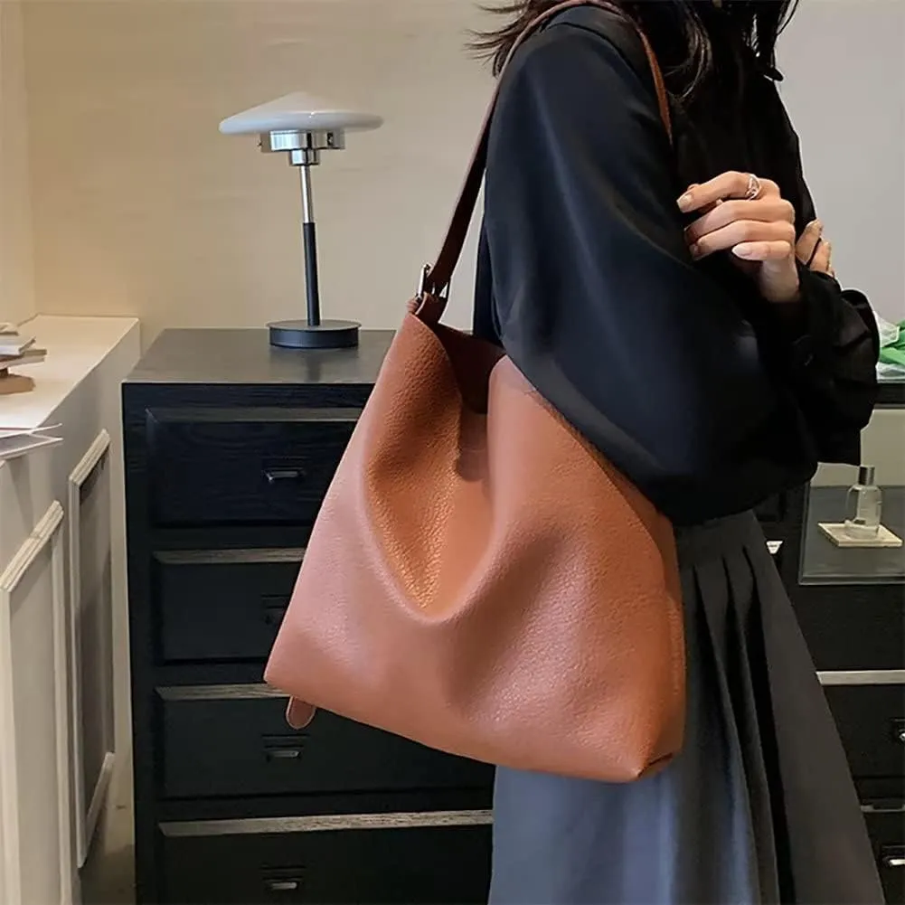 Women’s Tote Handbag Vegan Leather Shoulder Bag Large Capacity Work Bag Designer Travel Purse with Adjustable Strap