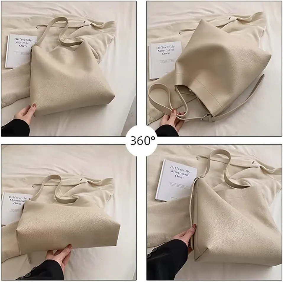 Women’s Tote Handbag Vegan Leather Shoulder Bag Large Capacity Work Bag Designer Travel Purse with Adjustable Strap