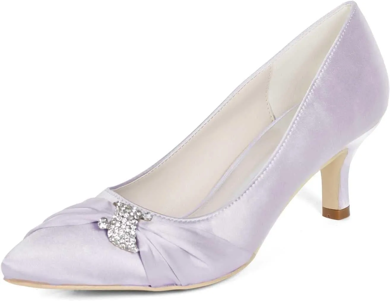 Womens Wedding Shoes NALoRa Women's Rhinestone Heeled Sandals Pointy Toe Stilettos High Heels Pointed Toe Slip on Pumps Wedding Shoes for Bridal Dress(Light Gray,3.5 UK)