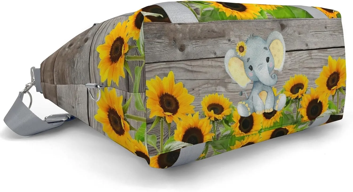 Woodland Sunflower Elephant Personalized Gym Dance Bag for Girls Boys,Custom Name Sport Duffel Bag Weekender Bags Carry On Travel Duffel Bag