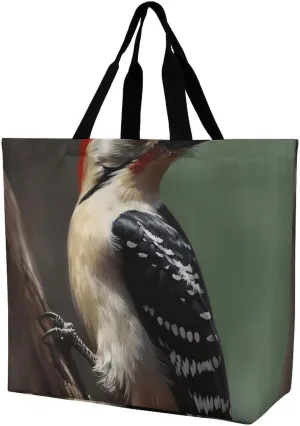 Woodpecker Handbags Lightweight Travel Shoulder Bag Portable Cute Shopping Beach Market Bag for Men Women Hiking Yoga Gym Swimming Travel Holiday Gift