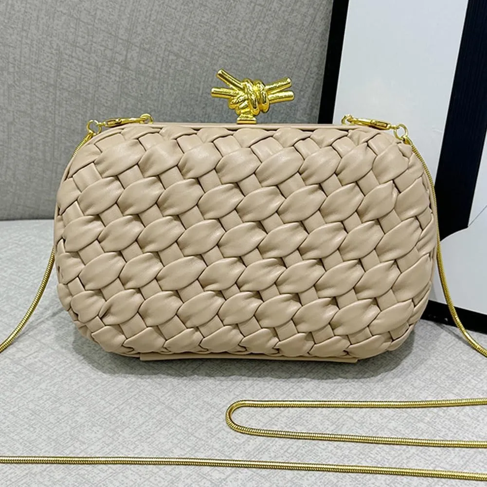 Woven Evening Bag Clutch Purse for Women Knot Woven Leather Crossbody Bag for Wedding Party Prom