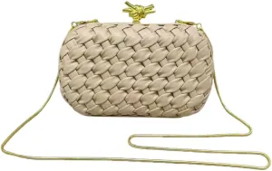Woven Evening Bag Clutch Purse for Women Knot Woven Leather Crossbody Bag for Wedding Party Prom