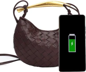 Woven Leather Dumpling Bag Dinner Handbag For Women Purse Hobo Bag Knotted