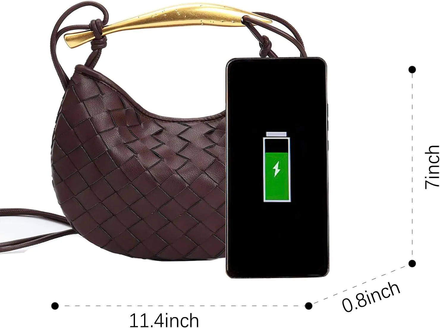 Woven Leather Dumpling Bag Dinner Handbag For Women Purse Hobo Bag Knotted