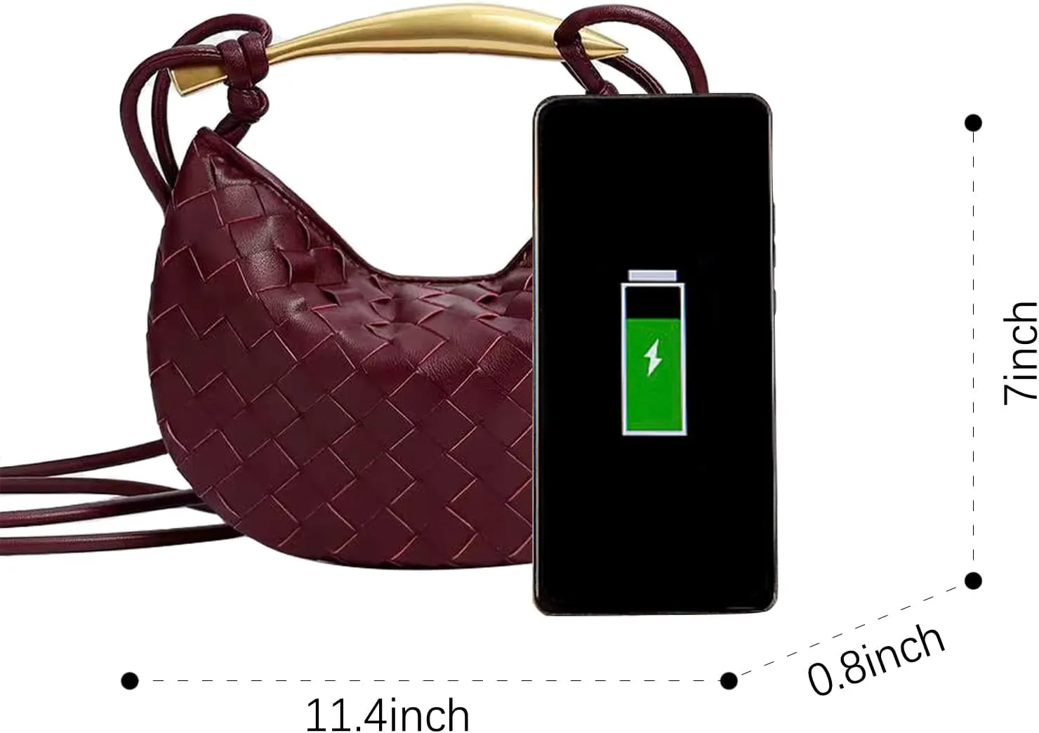 Woven Leather Dumpling Bag Dinner Handbag For Women Purse Hobo Bag Knotted