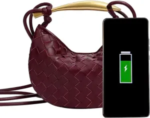 Woven Leather Dumpling Bag Dinner Handbag For Women Purse Hobo Bag Knotted