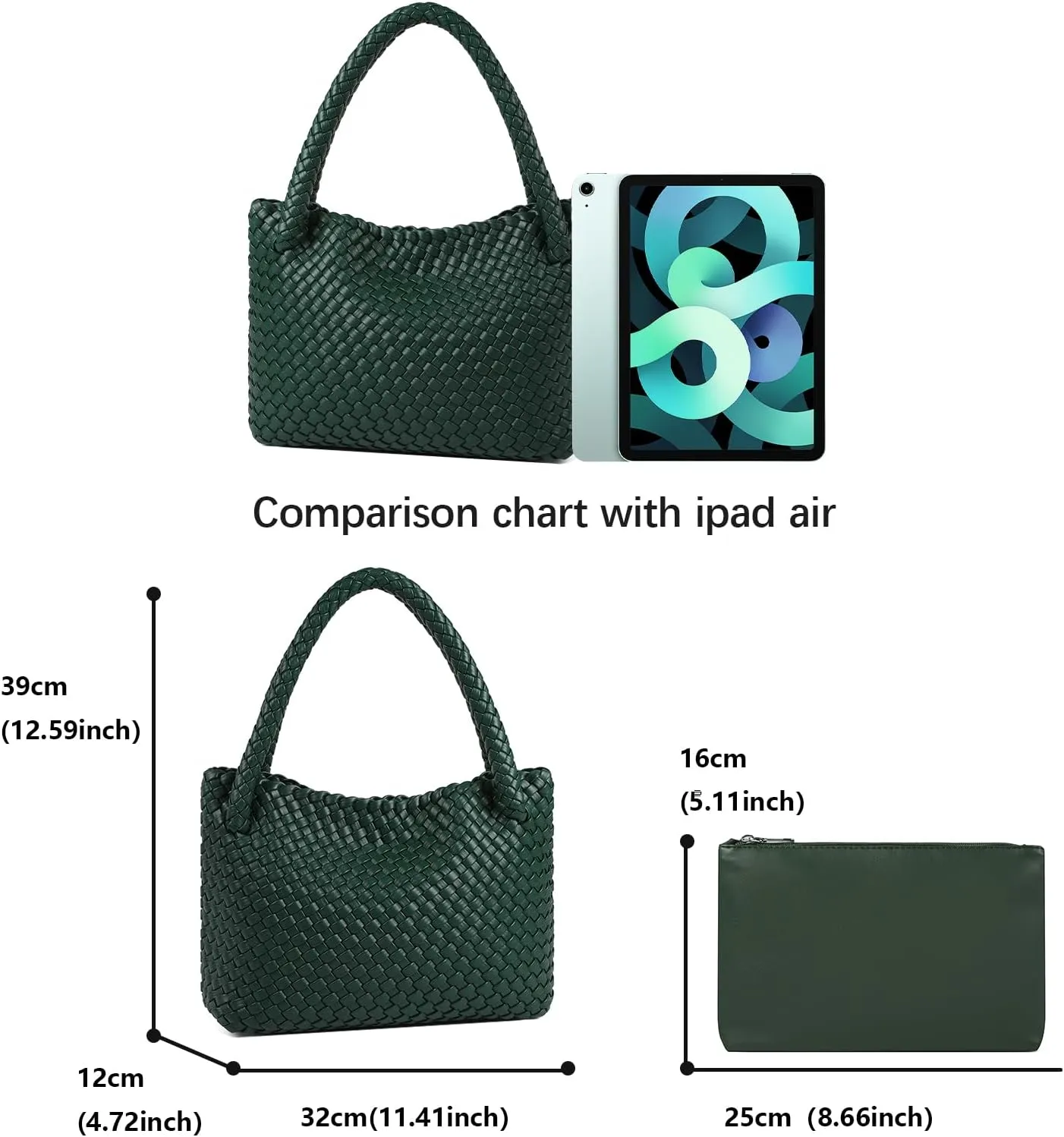 Woven Tote bag & Clutch Set for Women,-Birthday Gift Teachers, Beach Travel Bag with Magnetic Closure