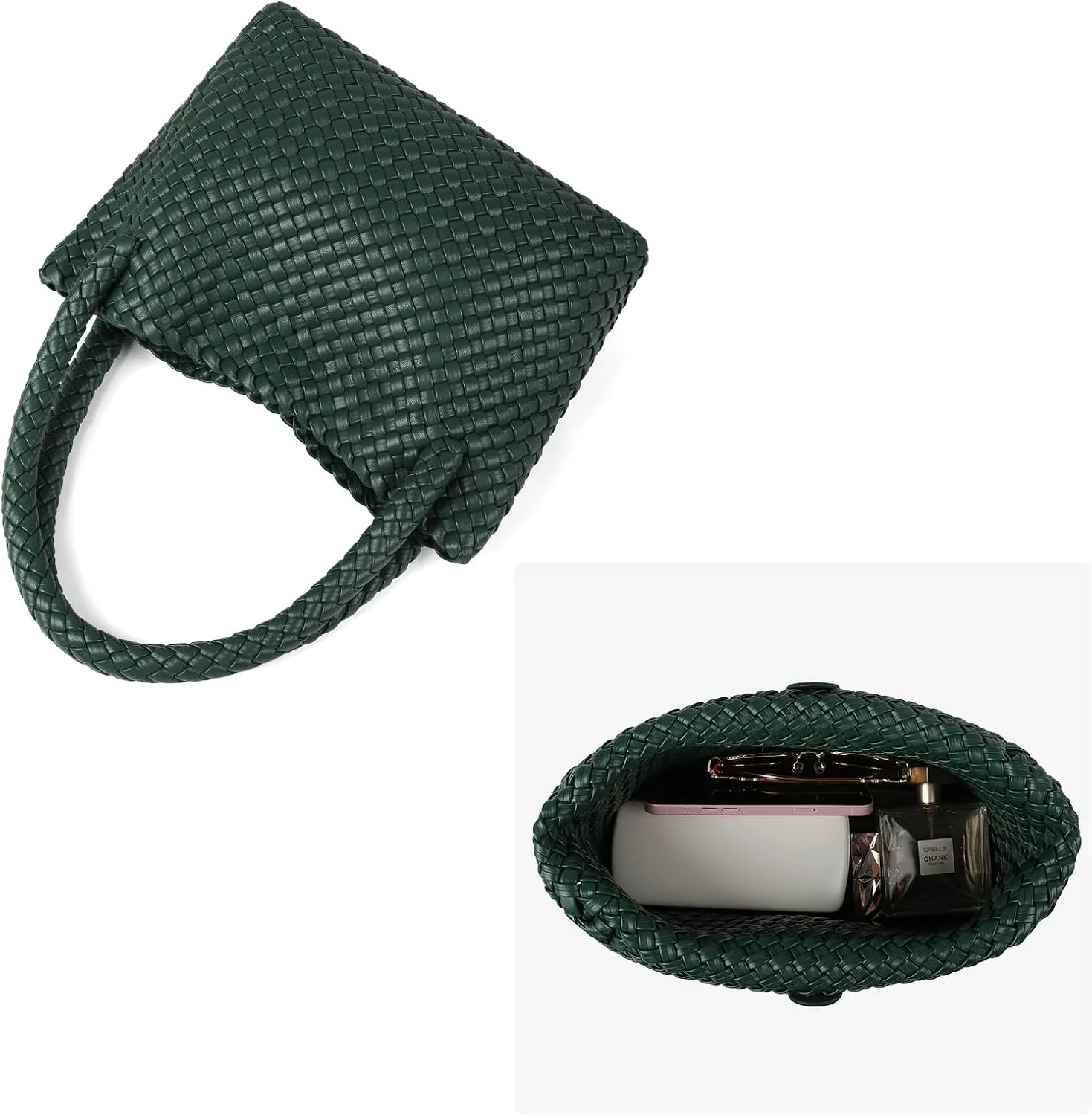 Woven Tote bag & Clutch Set for Women,-Birthday Gift Teachers, Beach Travel Bag with Magnetic Closure