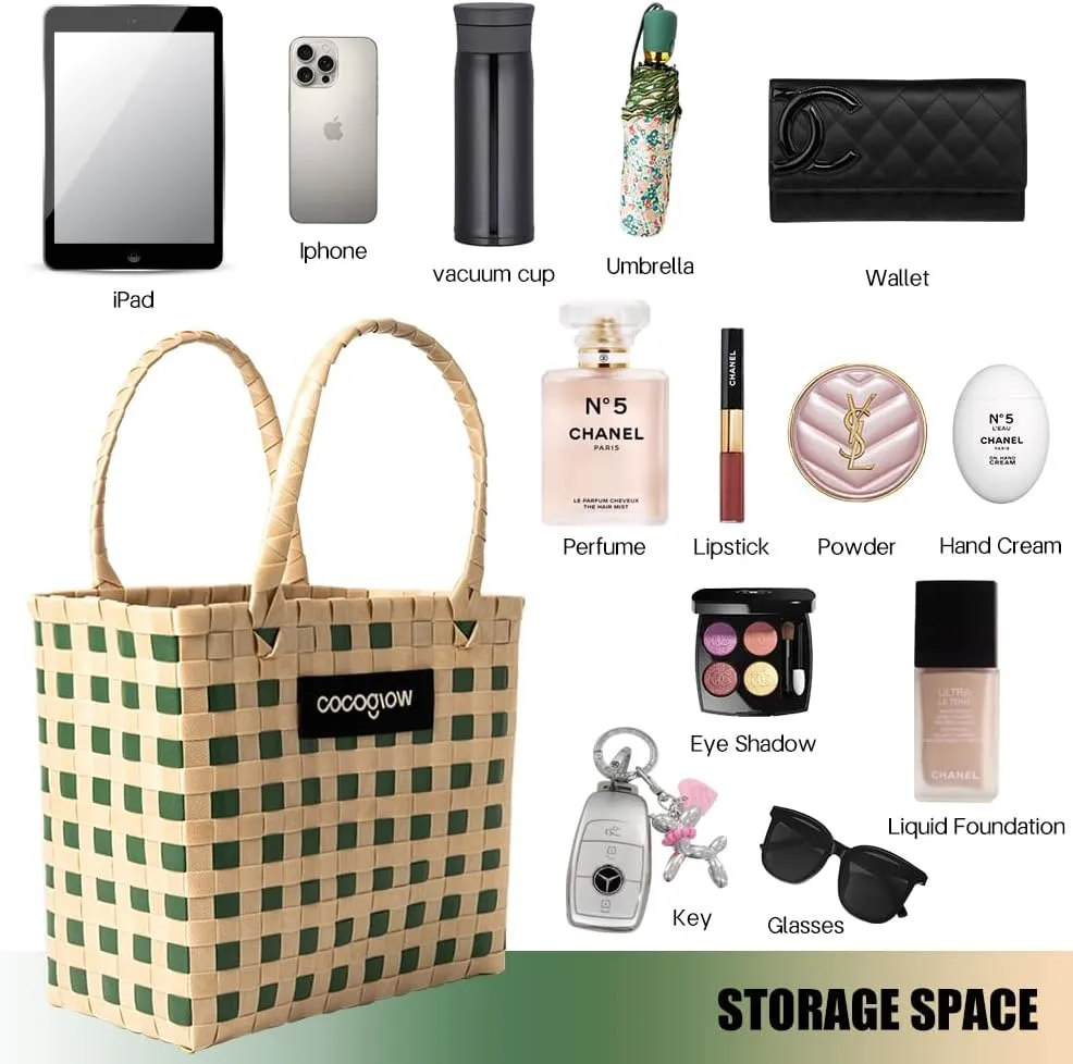 Woven Tote Bag For Women, PP eco-friendly tote bag,Female Handbag and Purses, Summer Beach, Pool