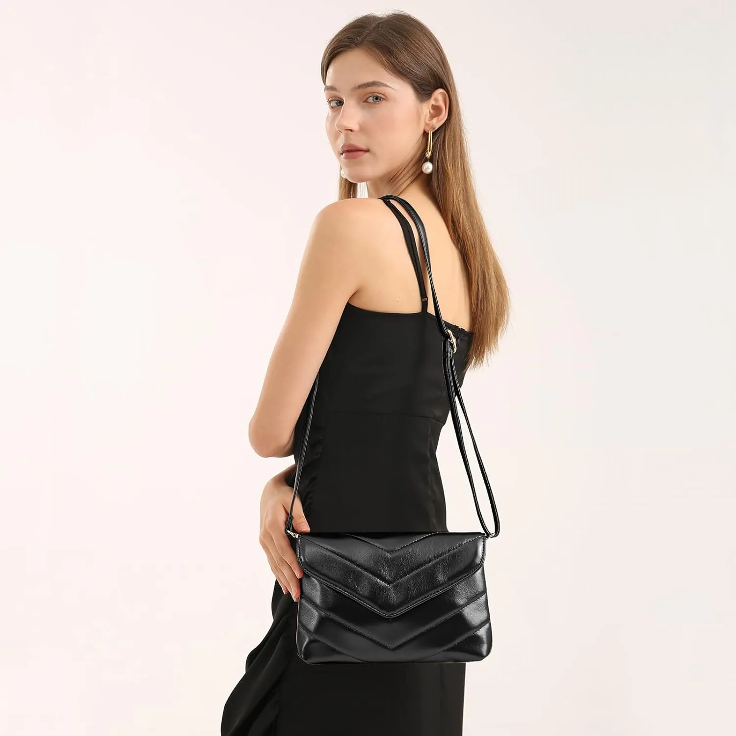 Wristlet Purse for Women Small, Ladies Clutch Envelope Handbag with Long Strap for Shopping Wedding Party