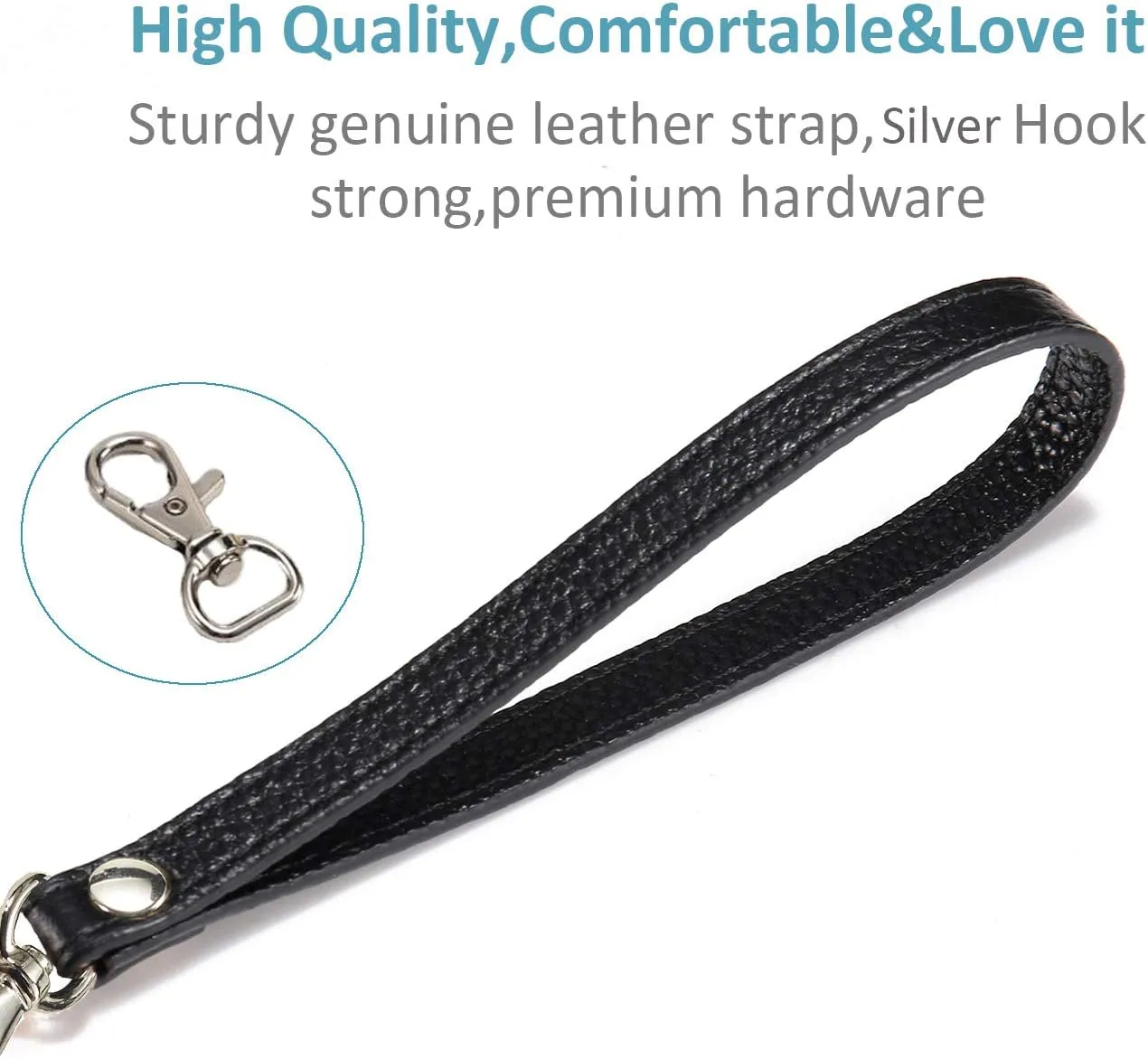 Wristlet Strap, Genuine Leather Keychain Wristlet KeyChain Hand Strap for Wallet Purse Clutch Cellphone Wristlet Key