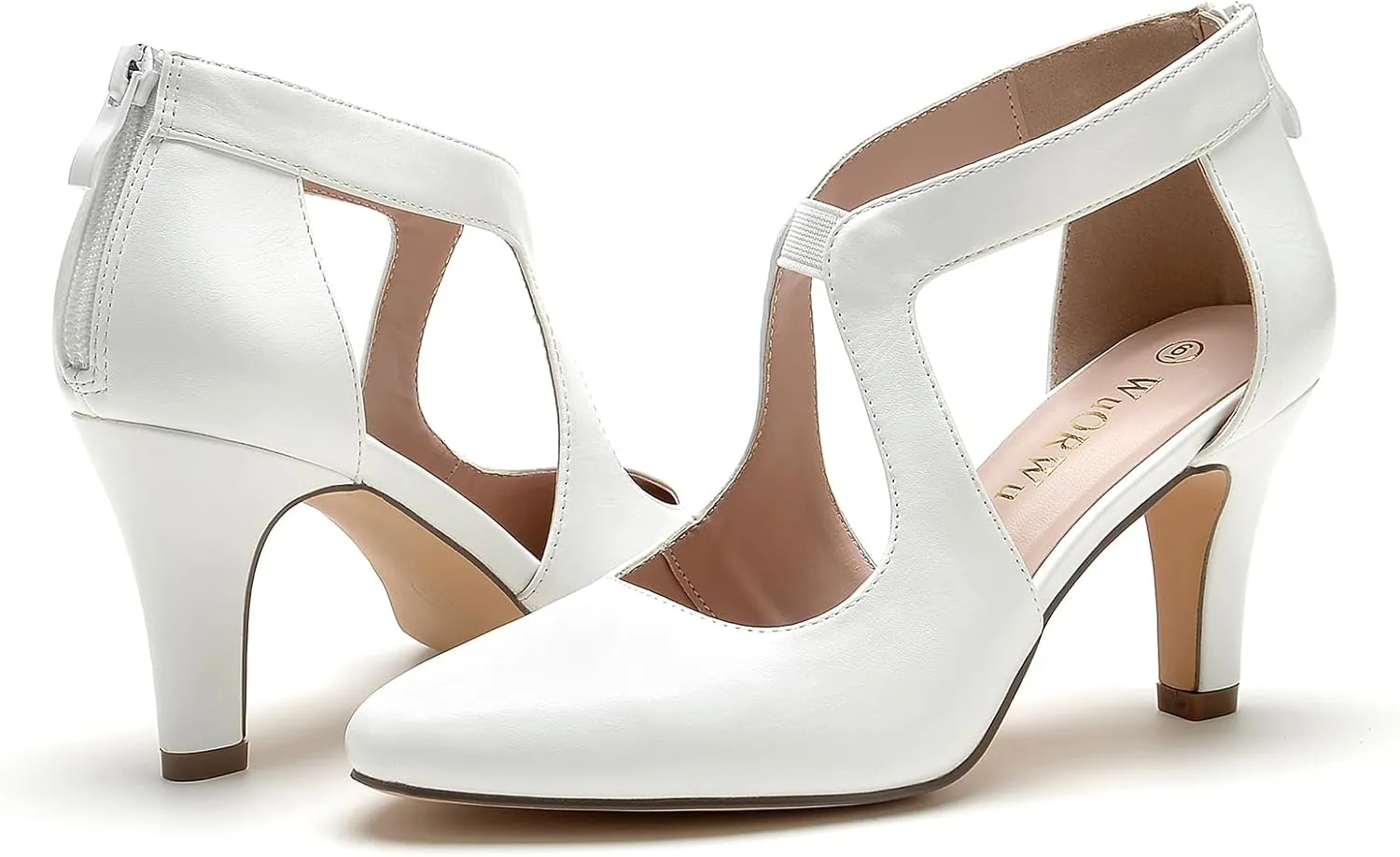 WuORWu Women's Closed Toe Pumps