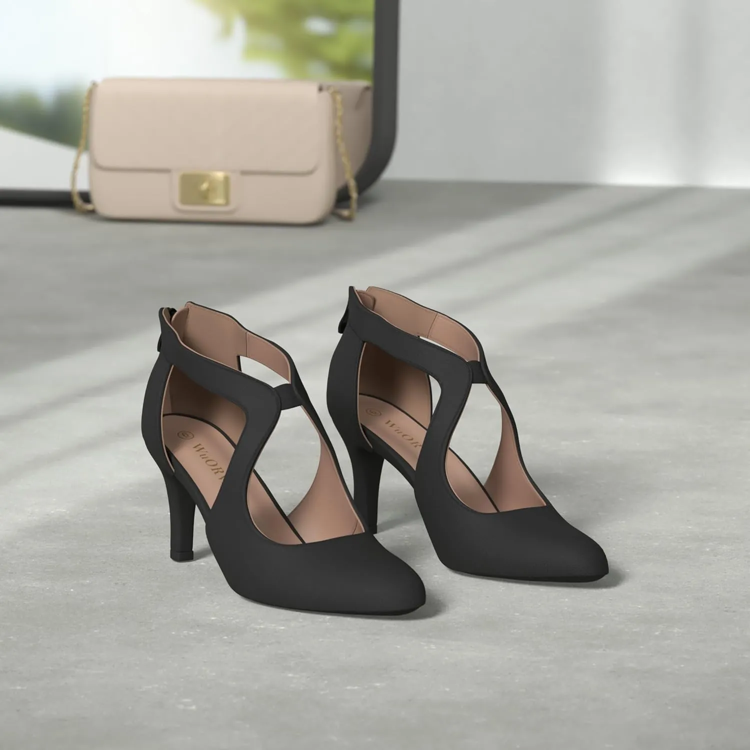 WuORWu Women's Closed Toe Pumps