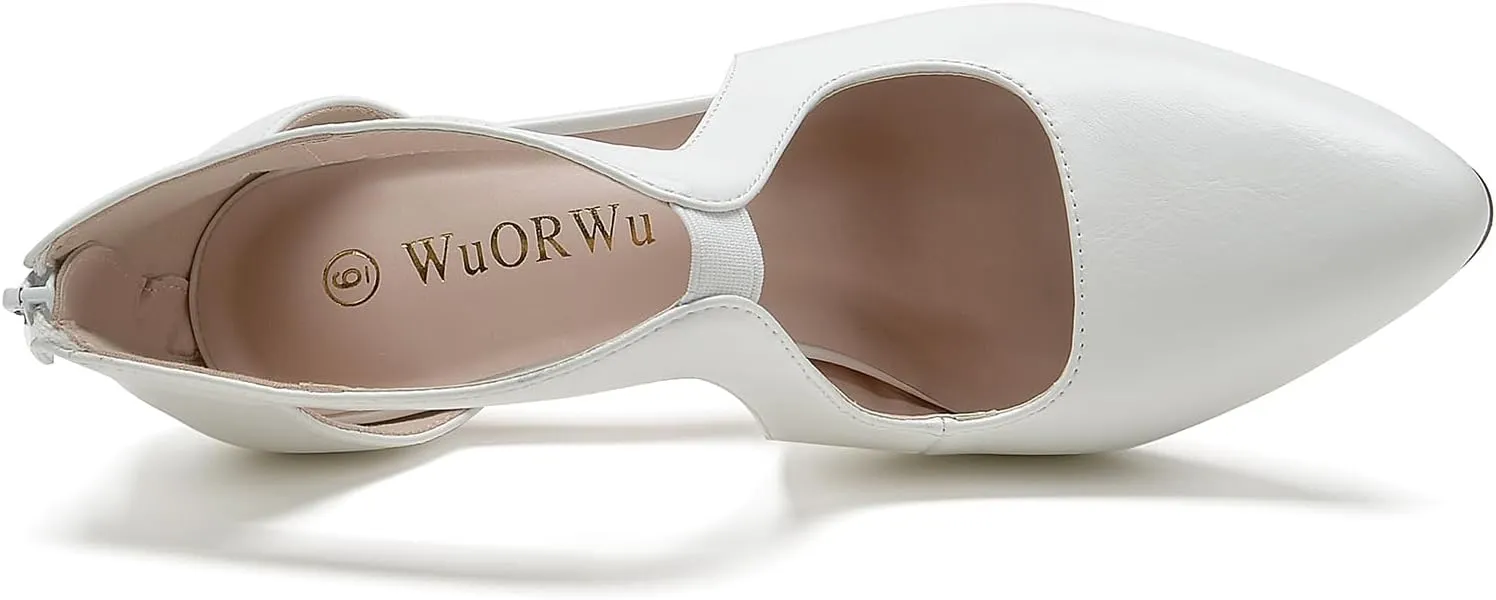 WuORWu Women's Closed Toe Pumps
