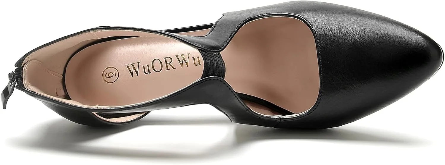 WuORWu Women's Closed Toe Pumps