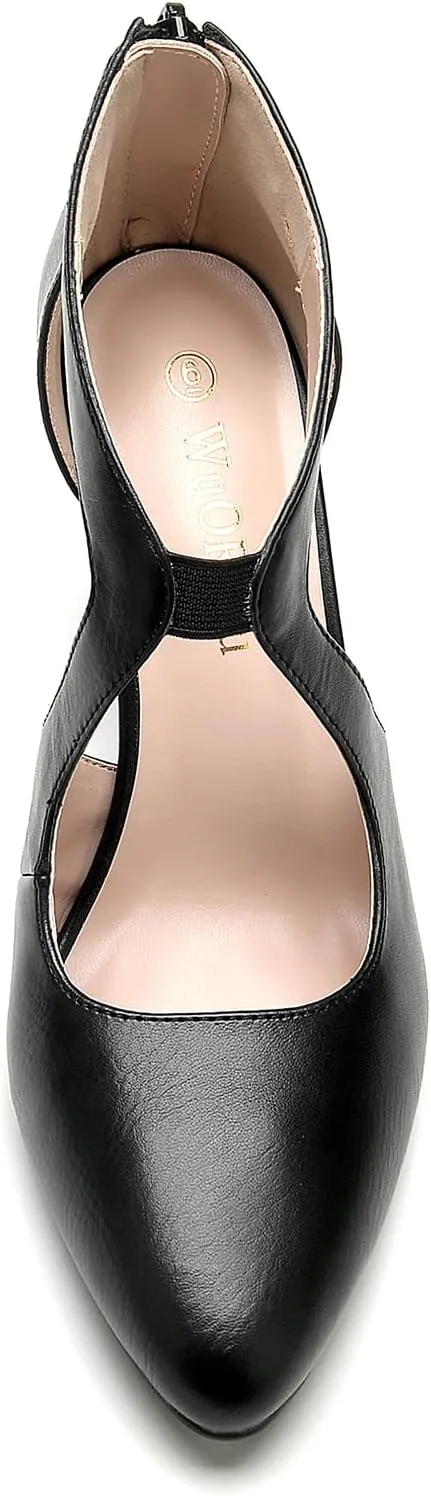WuORWu Women's Closed Toe Pumps