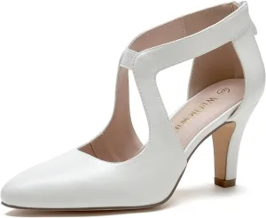 WuORWu Women's Closed Toe Pumps