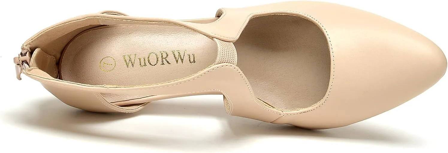 WuORWu Women's Closed Toe Pumps