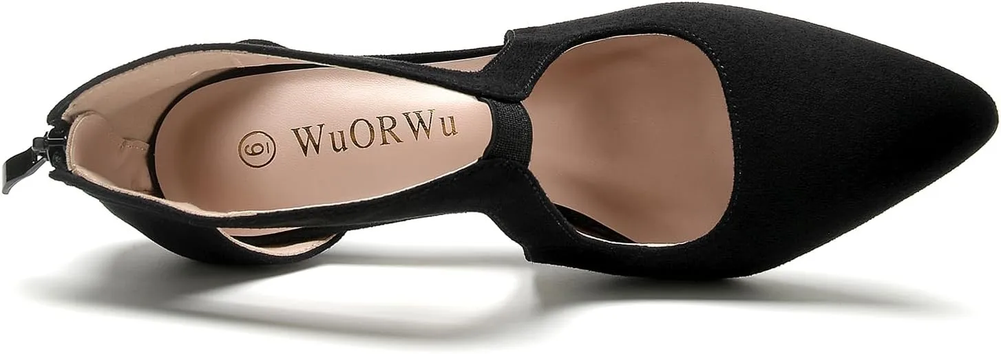 WuORWu Women's Closed Toe Pumps