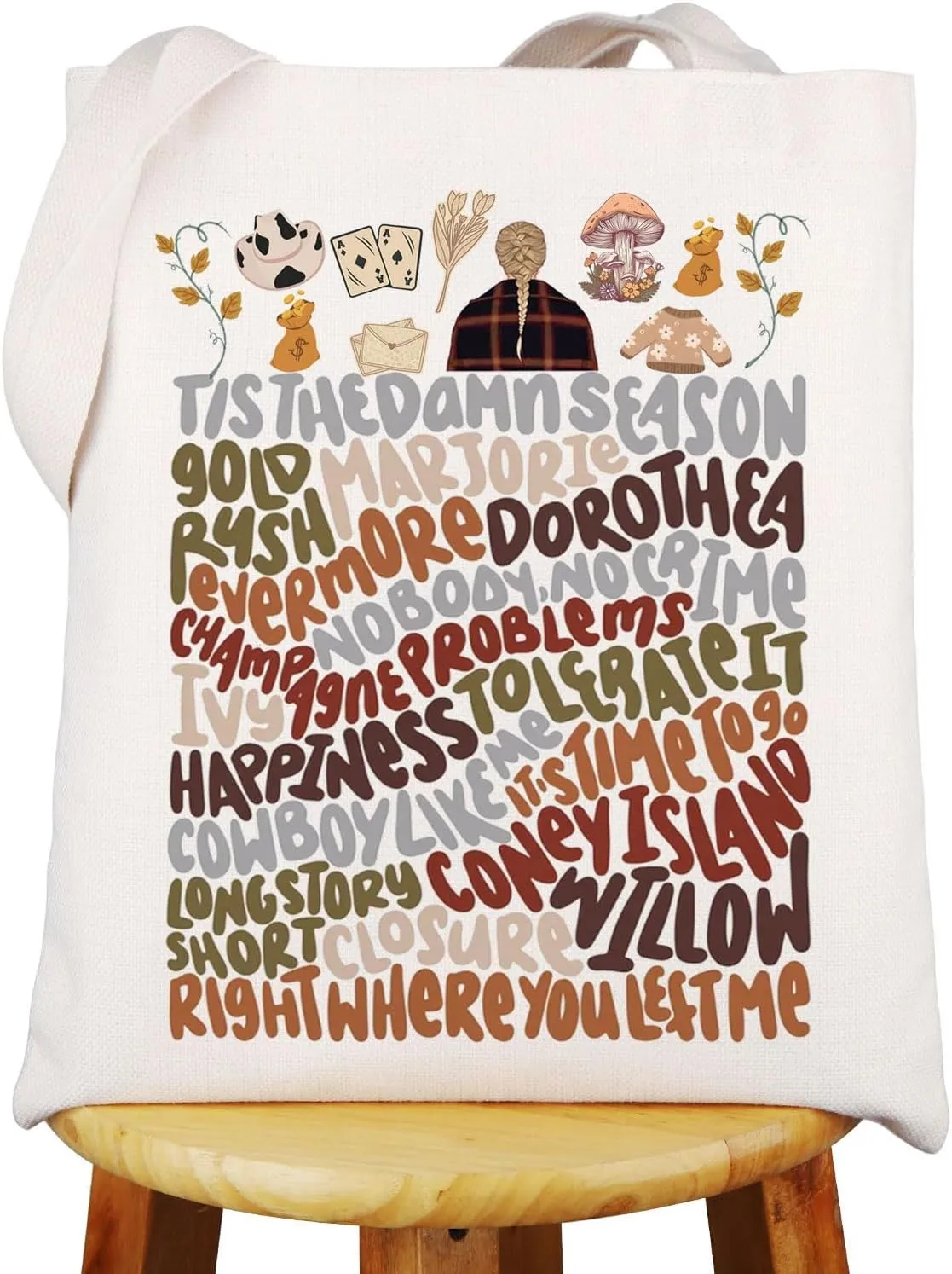 WZMPA Singer Tour Canvas Tote Bag Singer Album Gift Song Lyric Reusable Shoulder Bag Singer Merchandise