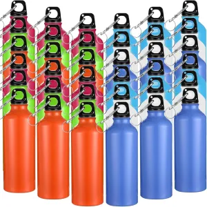 Yaomiao 36 Pcs Lightweight Aluminum Water Bottle Bulk 17 oz Leak Proof Bike Water Sports Bottles with Buckle and Twist Cap Team Reusable for Sports Gym Bicycle Camping(Mix 3)