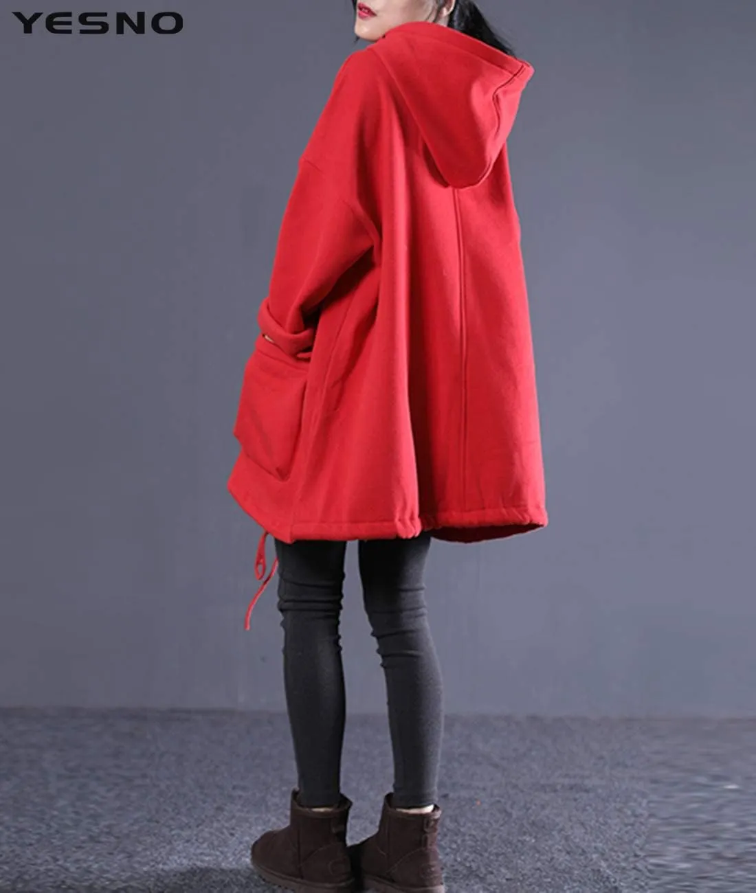 YESNO WZF Women Casual Fleece Pullover Hoodies Plus Size Active Jacket/Large Pockets