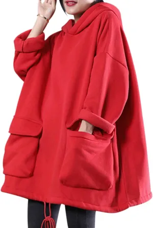YESNO WZF Women Casual Fleece Pullover Hoodies Plus Size Active Jacket/Large Pockets