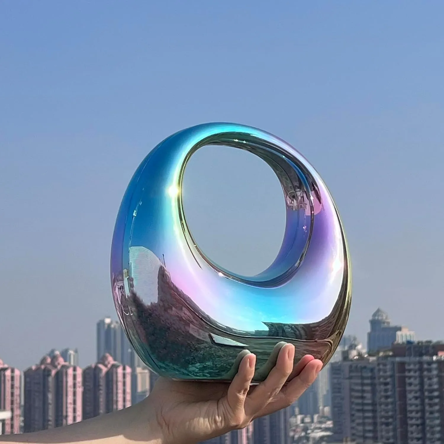 YYW Acrylic Evening Clutch Purse Moon Shape Unique Transparent Evening Handbag