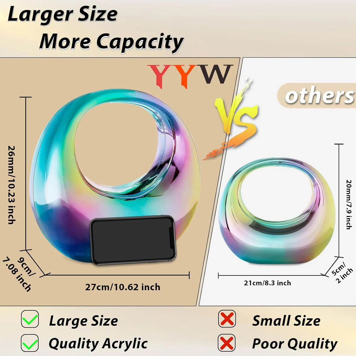 YYW Acrylic Evening Clutch Purse Moon Shape Unique Transparent Evening Handbag