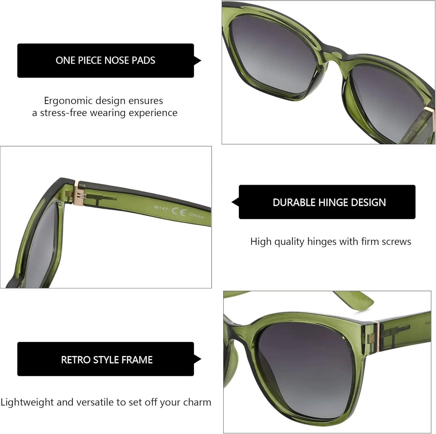 ZENOTTIC Cateye Polarized Sunglasses for Women - Oversized Sun Glasses UV400 Protection Retro Shades Designer Style