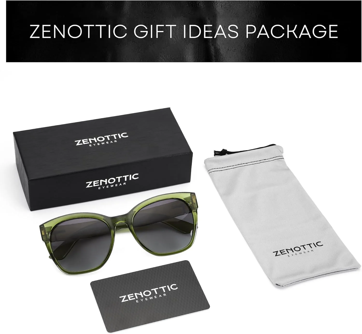 ZENOTTIC Cateye Polarized Sunglasses for Women - Oversized Sun Glasses UV400 Protection Retro Shades Designer Style