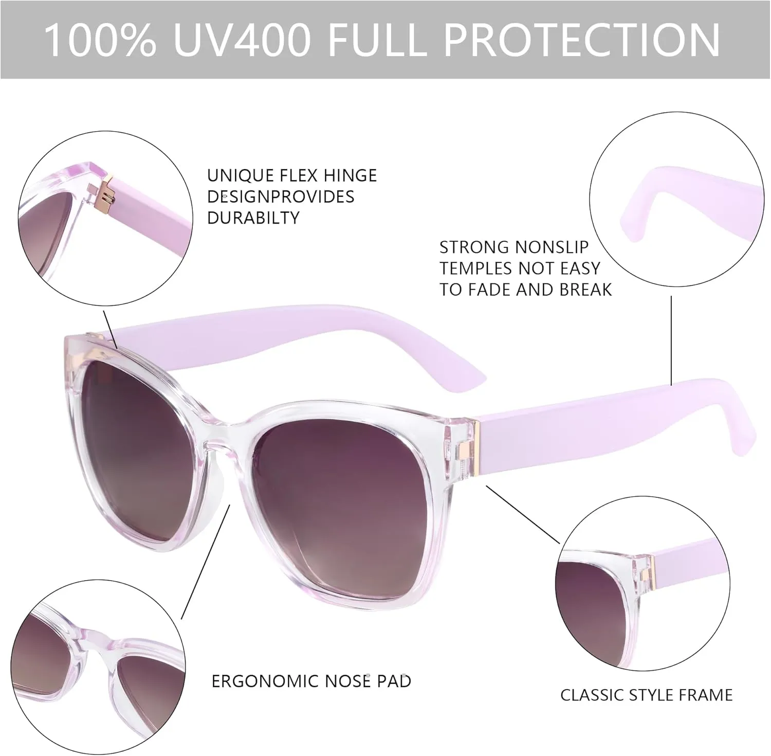 ZENOTTIC Cateye Polarized Sunglasses for Women - Oversized Sun Glasses UV400 Protection Retro Shades Designer Style