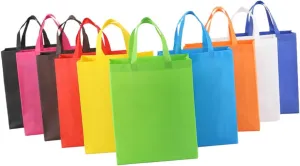Zerodeko 10 Colors Reusable Shopping Bags Nonwoven Tote Bags Medium Size for Grocery Shopping Event Retail