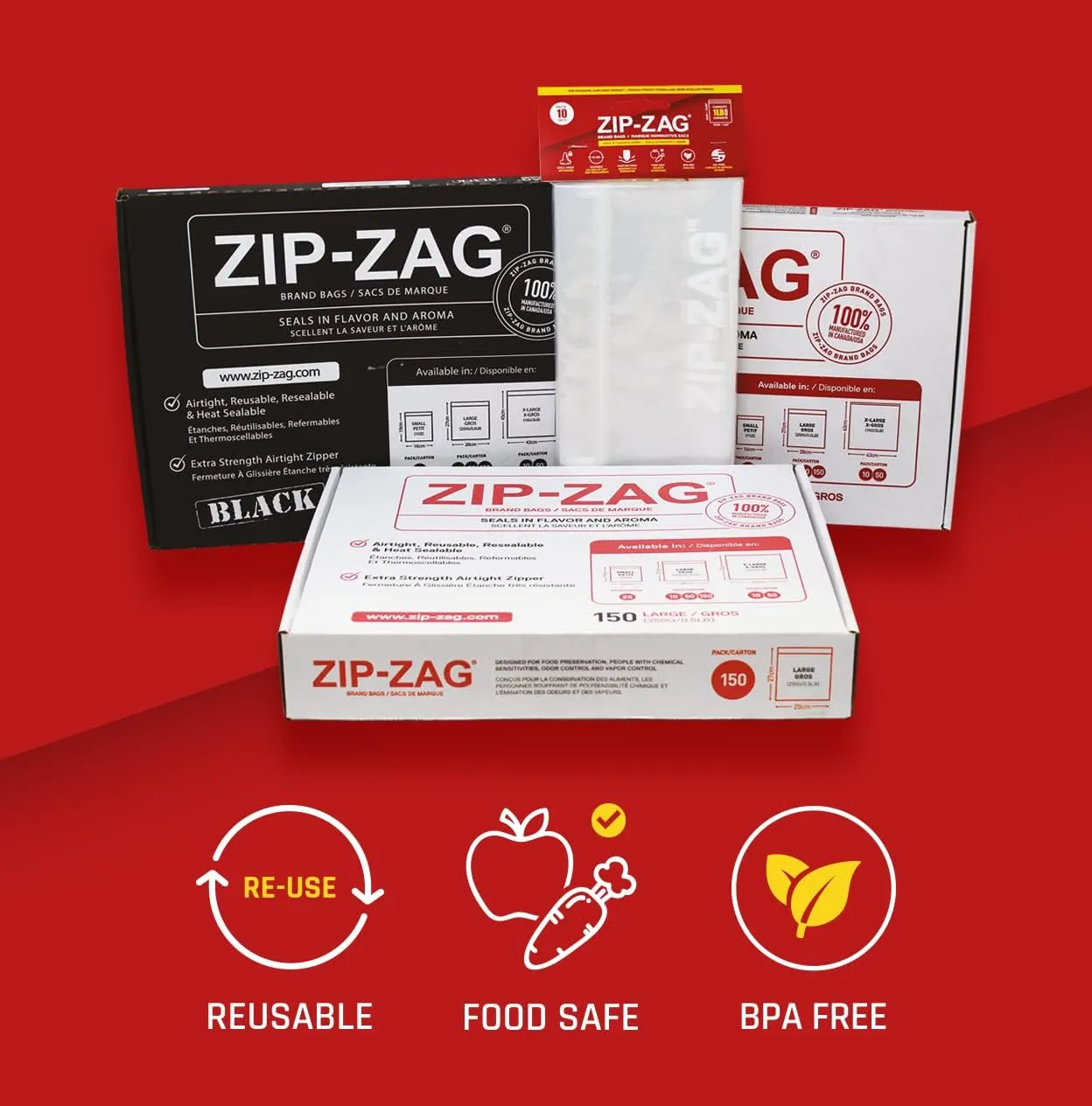 Zip Zag Bag (1 LB) 10x One Pound Zipper Bags (16.93" x 11") Say Goodbye to Stale Herbs And Spices With Food Safe Zipper bags | Resealable, Reusable, Washable, Airtight Bags